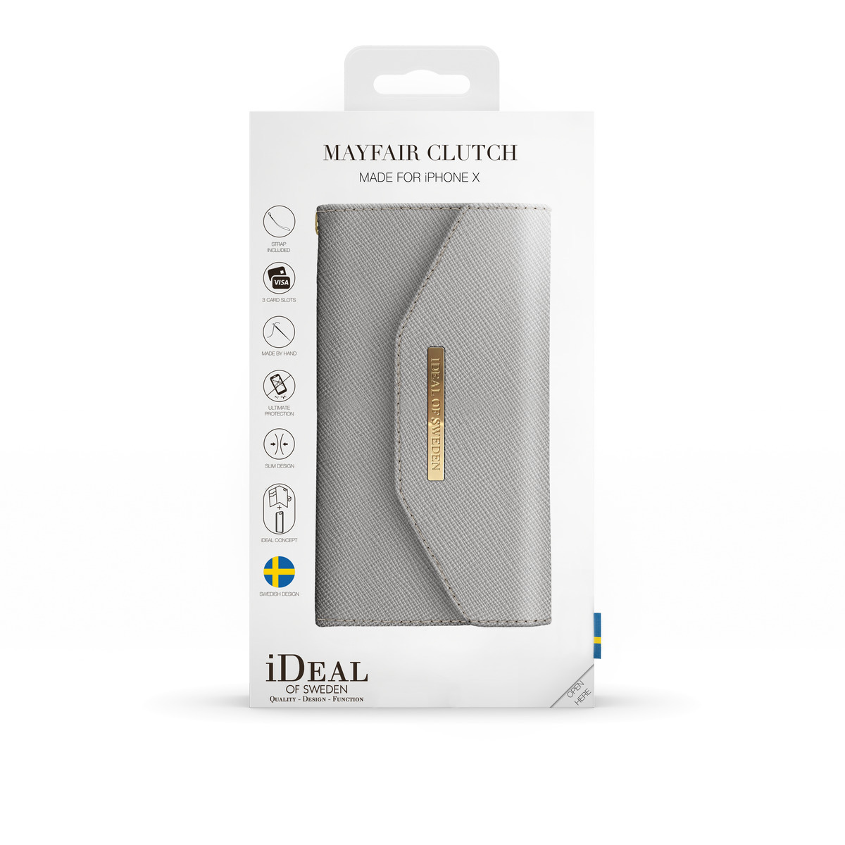 IDEAL OF SWEDEN Mayfair Clutch, Bookcover, Apple, iPhone X, Grau