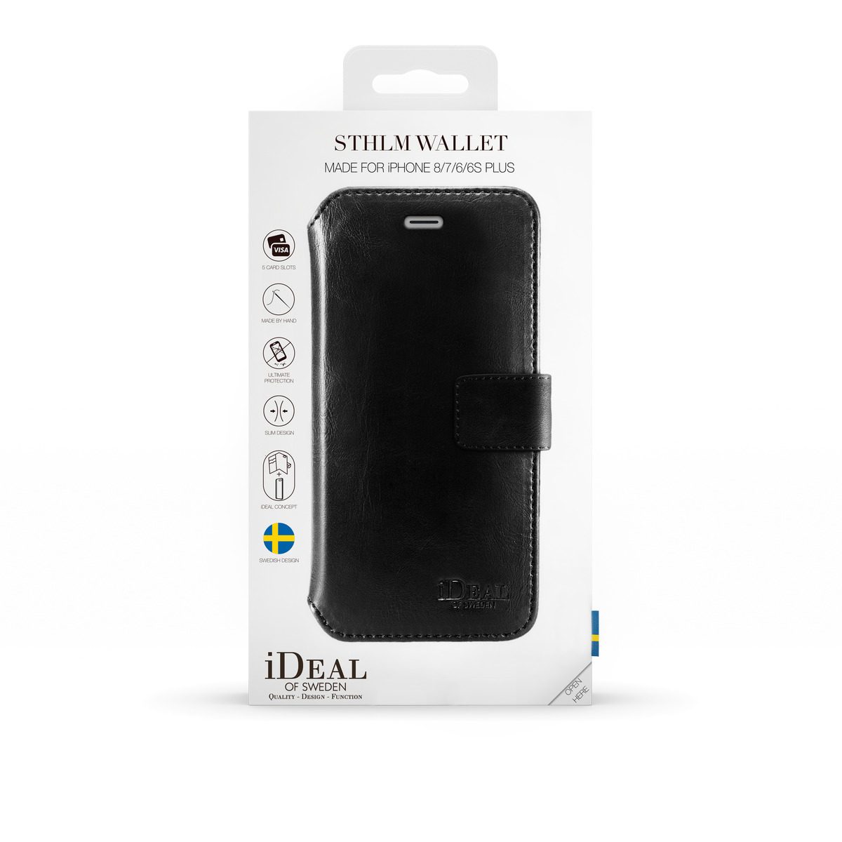 IDEAL OF SWEDEN STHLM, Bookcover, Apple, iPhone 6 Plus, iPhone 7 Plus ,iPhone 8 Plus, Schwarz
