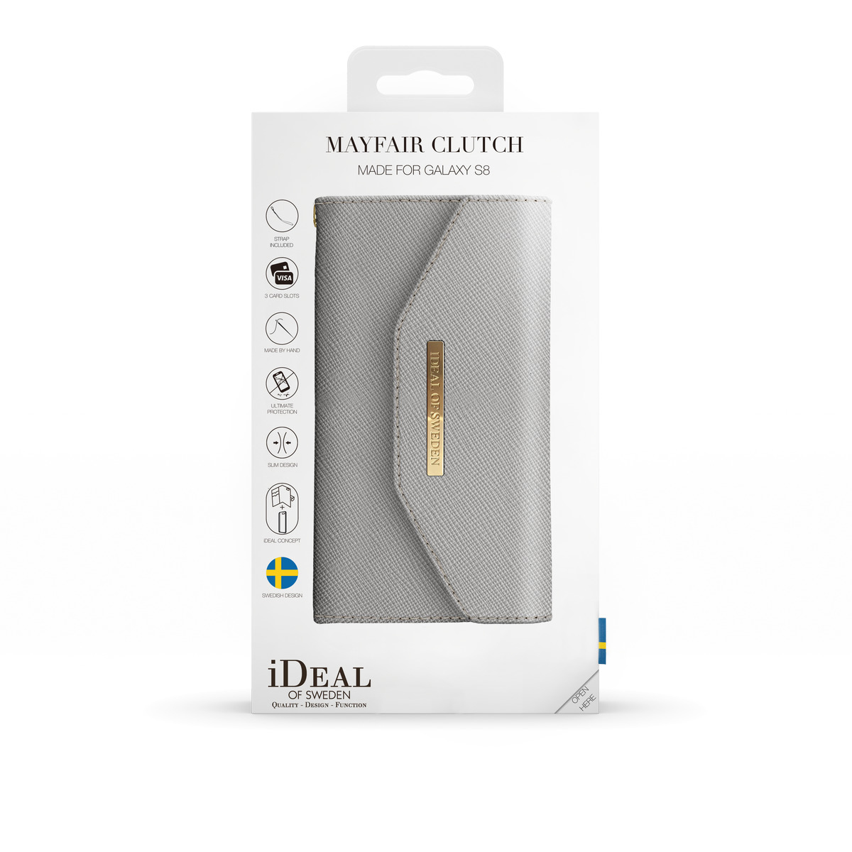 IDEAL OF SWEDEN Mayfair Clutch, Bookcover, Samsung, Galaxy S8, Grau
