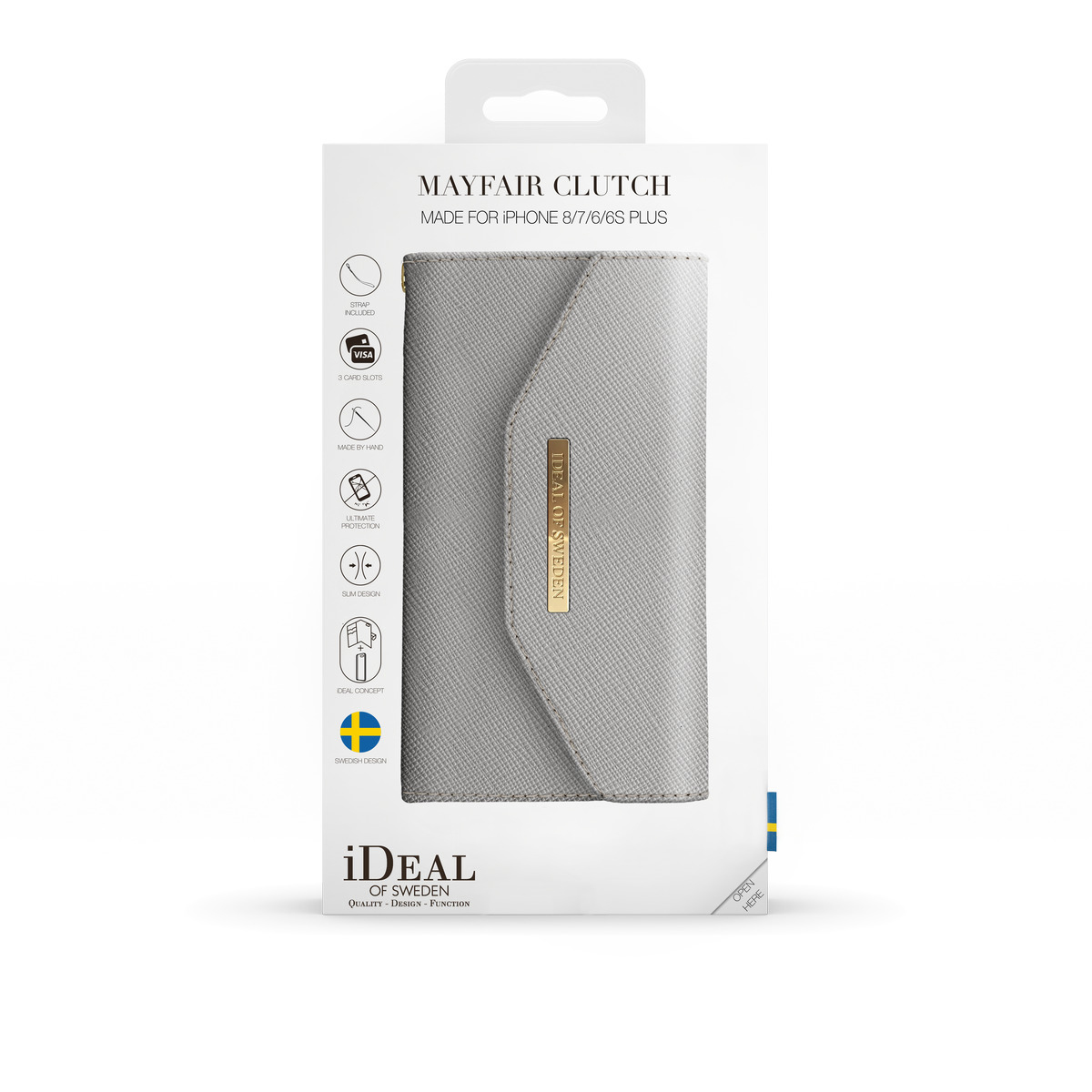 IDEAL OF SWEDEN Mayfair Clutch, Bookcover, Apple, iPhone 6 Plus, iPhone 7 Plus ,iPhone 8 Plus, Grau