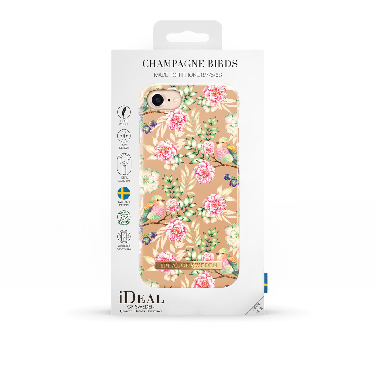 IDEAL OF SWEDEN Fashion, Backcover, Apple, iPhone 6, iPhone 7, iPhone 8, Champagne Birds
