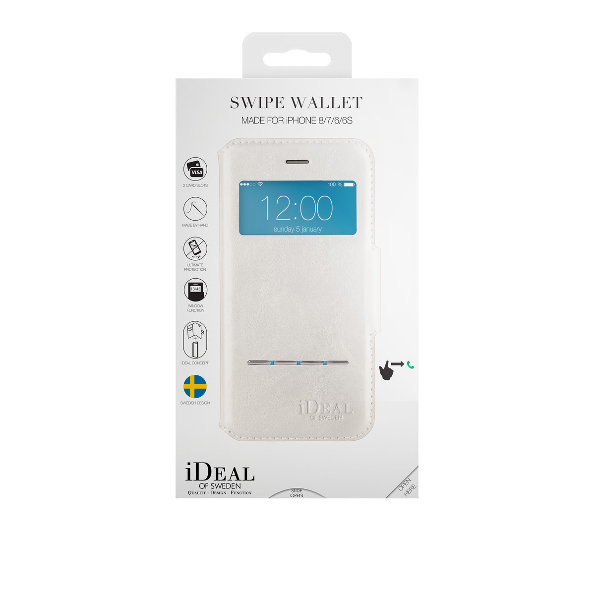IDEAL OF SWEDEN Swipe, Bookcover, Apple, iPhone 6, iPhone 7, iPhone 8, Weiß