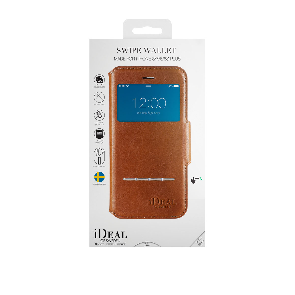 IDEAL OF SWEDEN Swipe, Bookcover, Apple, iPhone 6 Plus, iPhone 7 Plus ,iPhone 8 Plus, Braun