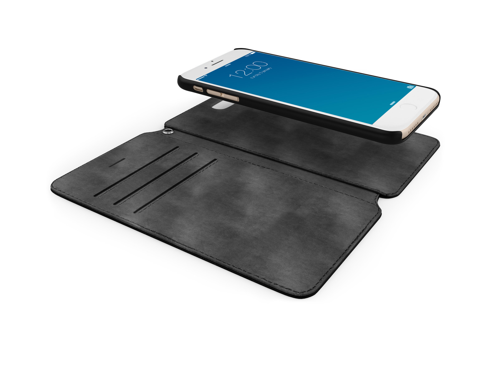 IDEAL OF SWEDEN STHLM, Bookcover, Apple, iPhone 6 Plus, iPhone 7 Plus ,iPhone 8 Plus, Schwarz