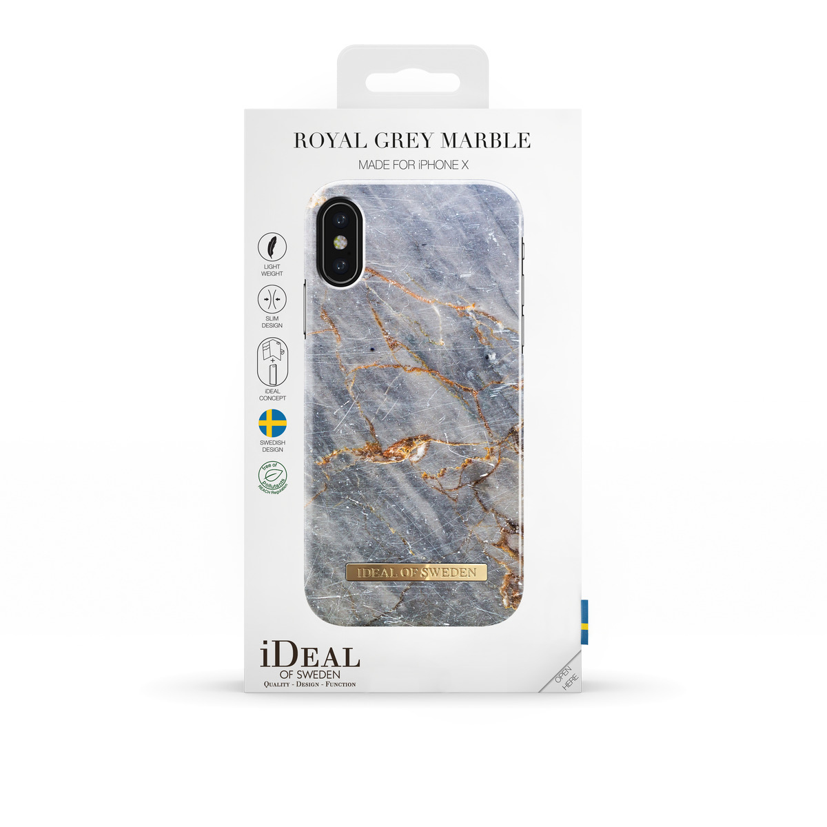 IDEAL OF SWEDEN Fashion, Backcover, Marble Apple, X, iPhone Grey