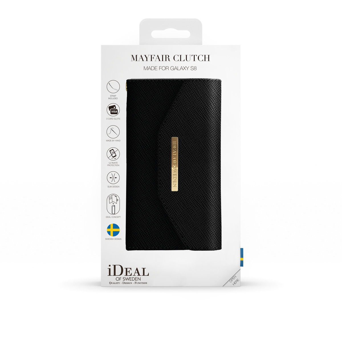 IDEAL OF SWEDEN Mayfair Clutch, Bookcover, Samsung, Galaxy S8, Schwarz