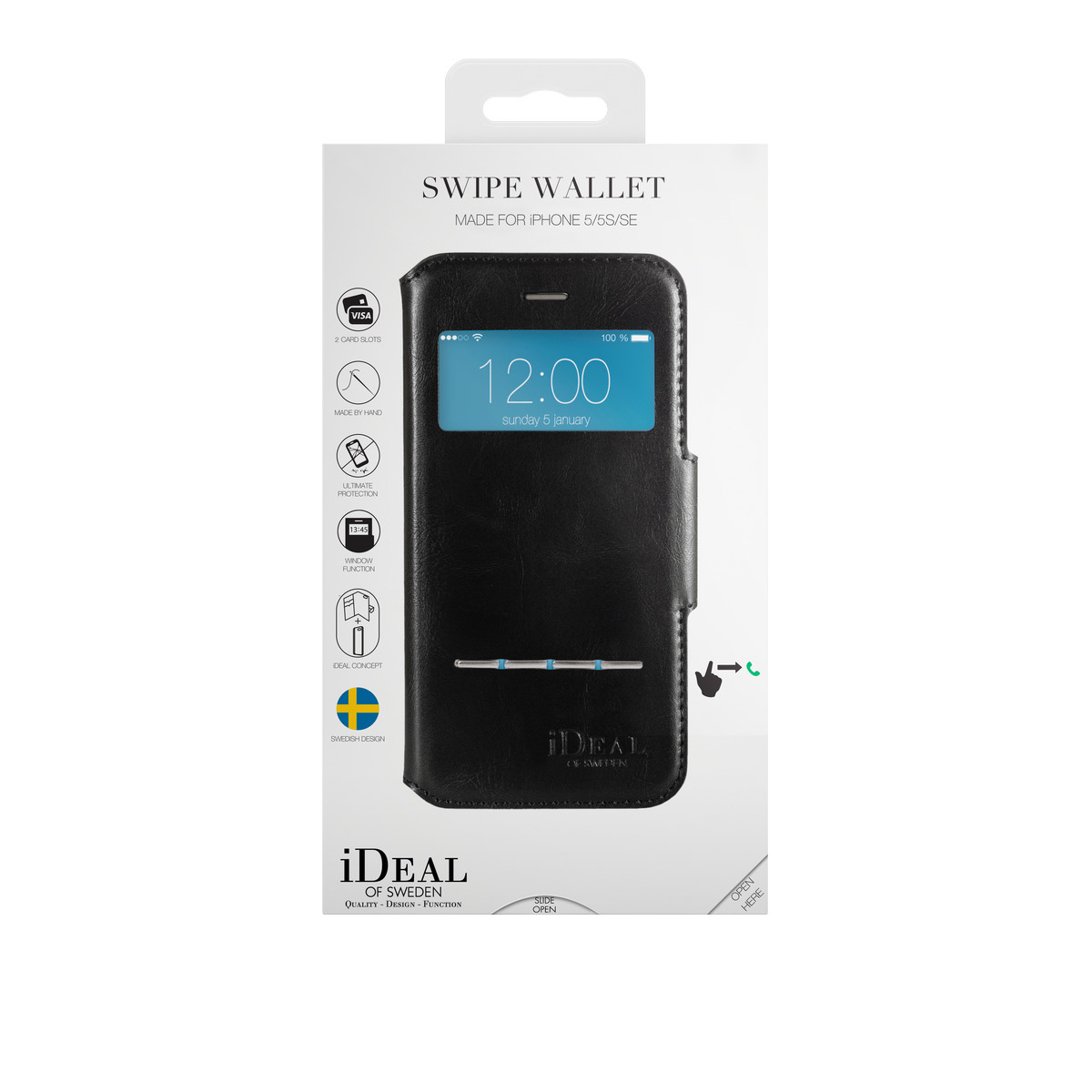 IDEAL OF SWEDEN Swipe, Bookcover, Apple, iPhone SE (2016), Schwarz