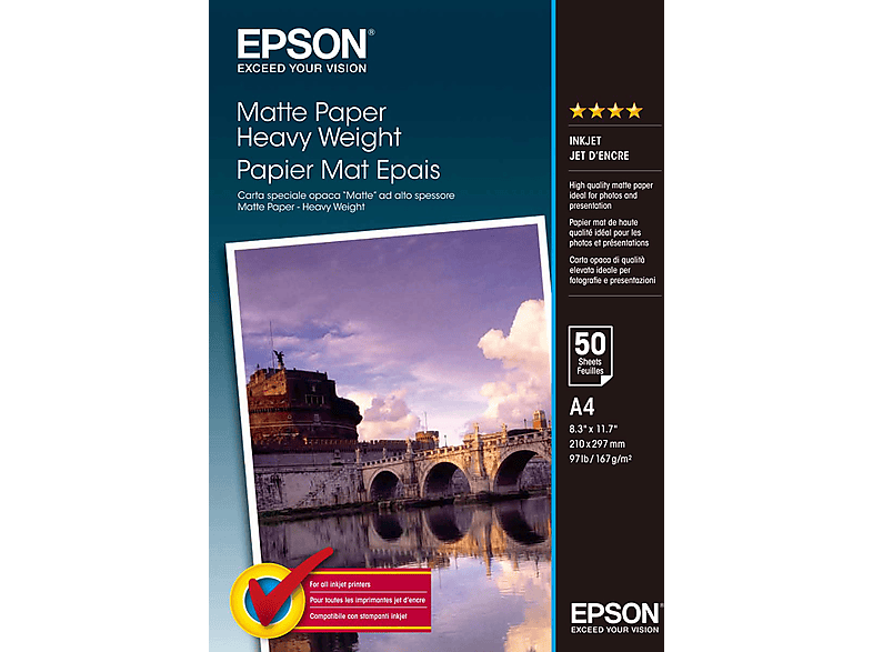 EPSON Papier mat Heavy Weight A4 50 vellen (C13S041256)