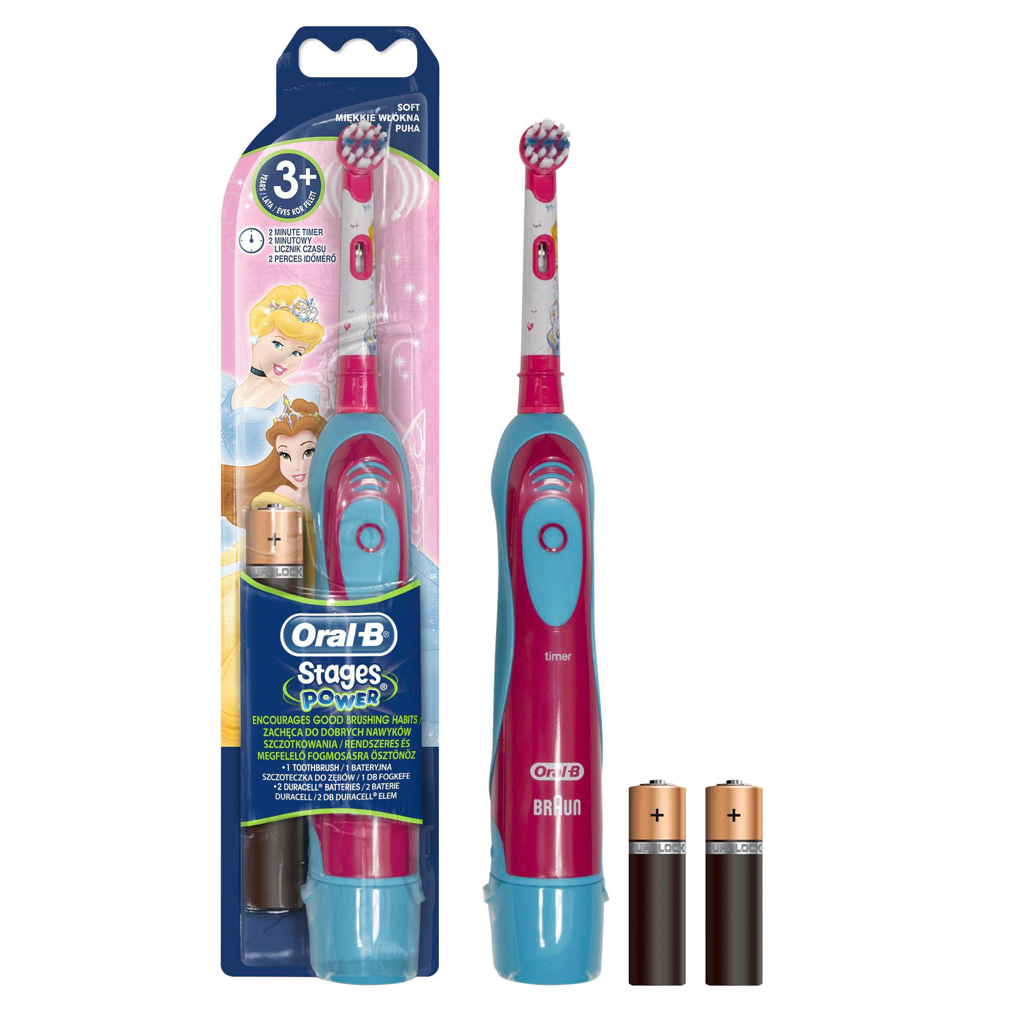 Oral-B Stages Power Zahnbürste und Verpackung mit Disney Prinzessinnen.