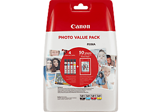 CANON CLI-581 XL Photo Value Pack inkl. 50 Blatt Canon Fotopapier PP-201 - Cartuccia d'inchiostro (Nero/cyan/magenta/giallo)