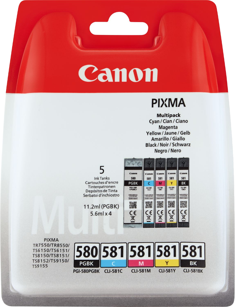 CANON PGI-580 Noir pigmenté + CLI-581 Noir - Cyan - Magenta - Jaune (2078C006)