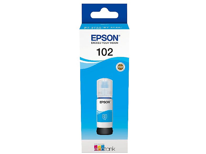 Epson 102 EcoTank, Compatible con ET-2856 / ET-3850, 70 ml, Cian