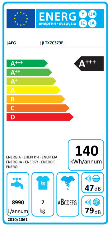 AEG LTX7C373E Felültöltős gőzmosógép, 7 kg, 1300 f/p., A+++, LCD kijelző