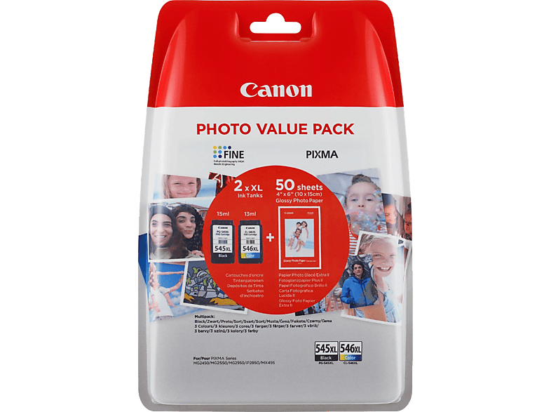 CANON PG-545XL Zwart + CL-546XL Tricolor + Fotopapier 50 vellen (8286B007)