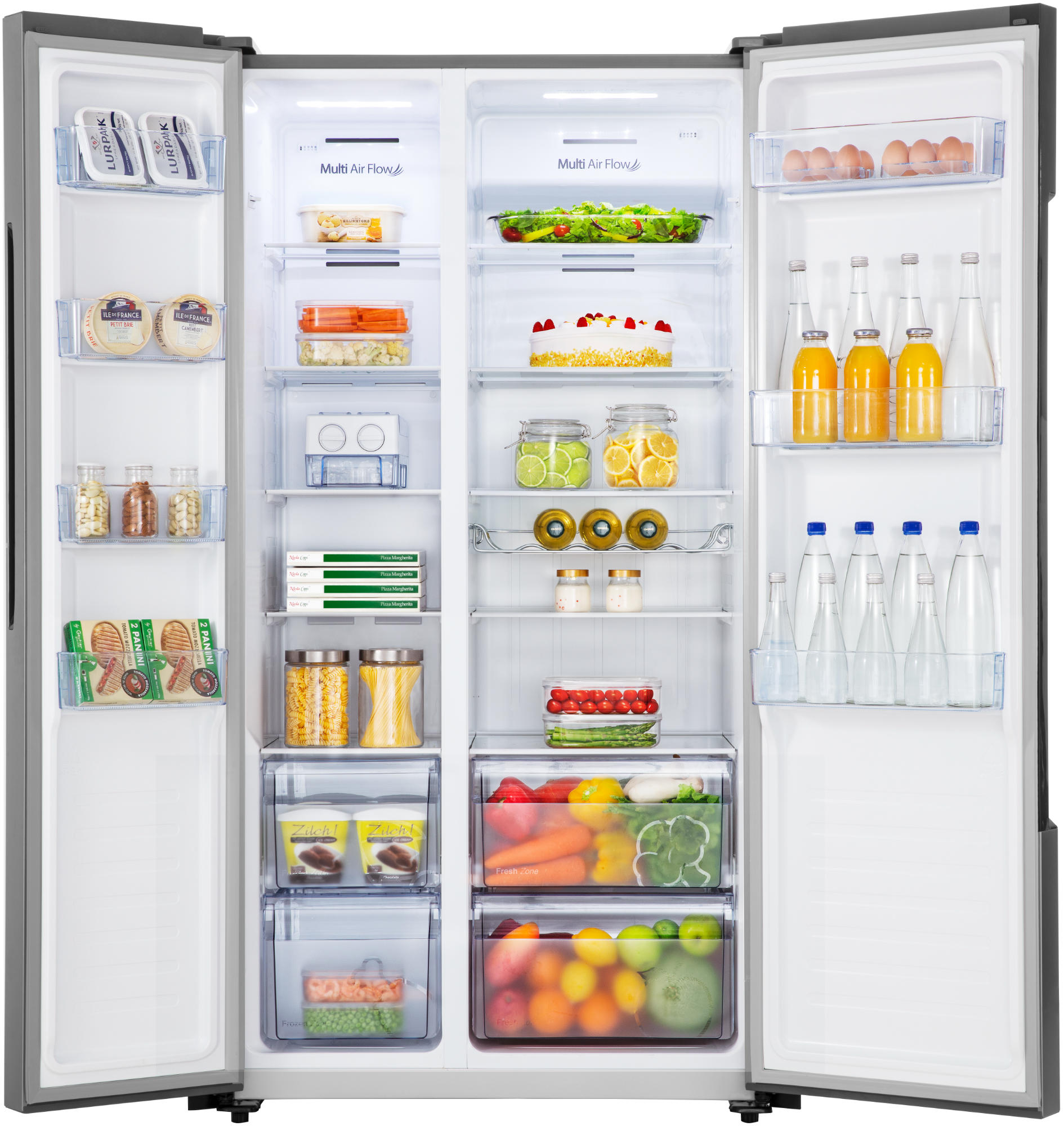 Frigorífico americano - Hisense  RS670N4BC3, 516 L, No frost, Sistema Multi Air Flow, 178.6 cm, Inox