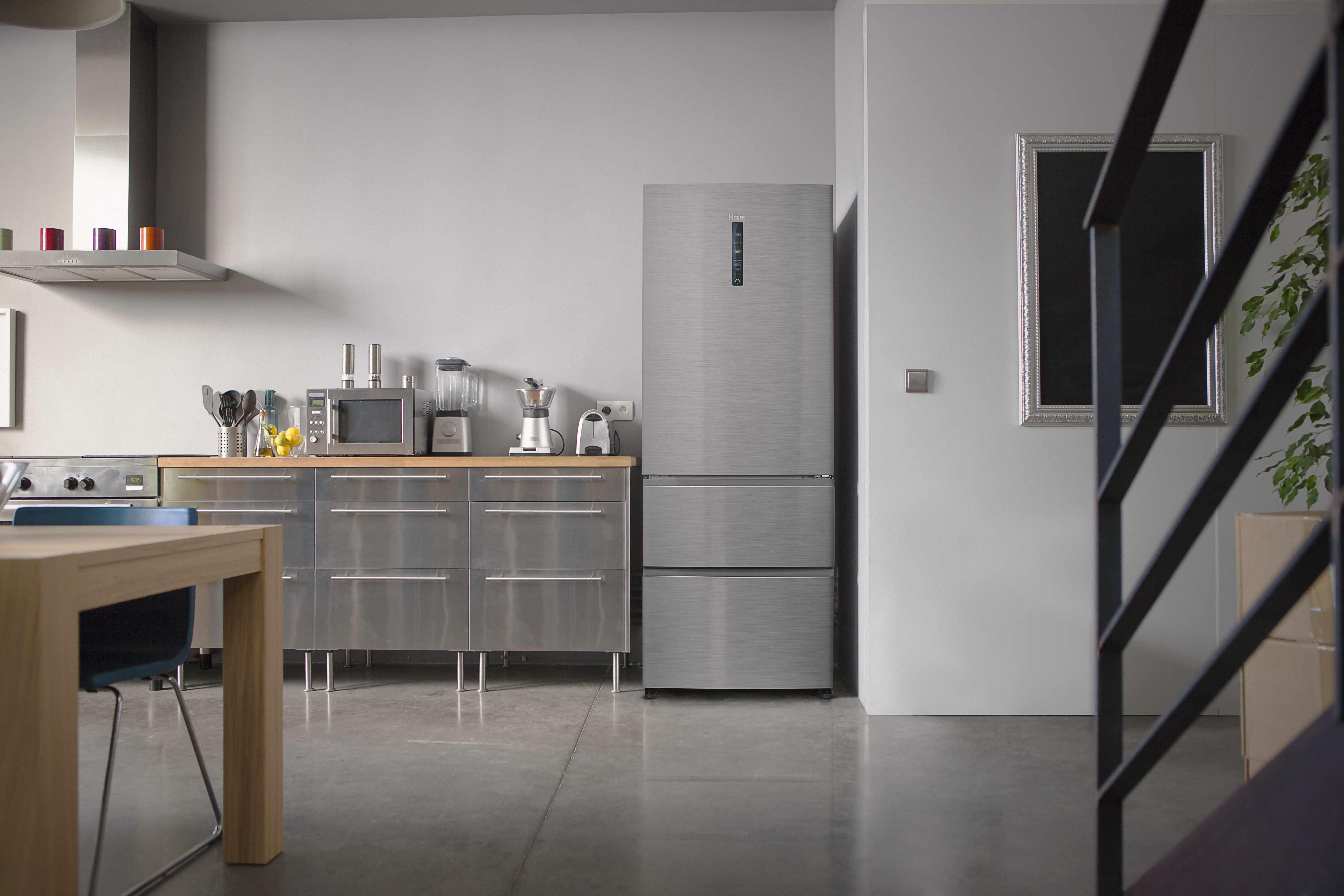 HAIER Kühl-/Gefrierkombination A3FE-742CMJ Kühlgefrierkombination (E, 463 l, 1900 mm hoch, Standgerät, Edelstahl)
