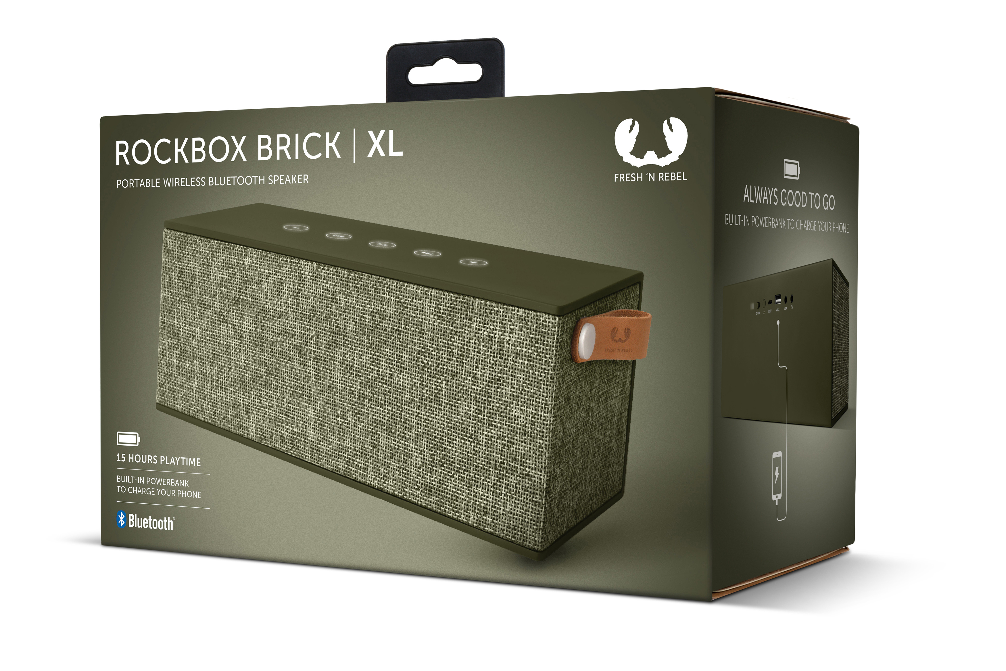 FRESH ‘N REBEL Rockbox Brick XL Bluetooth Lautsprecher, Olivgrün