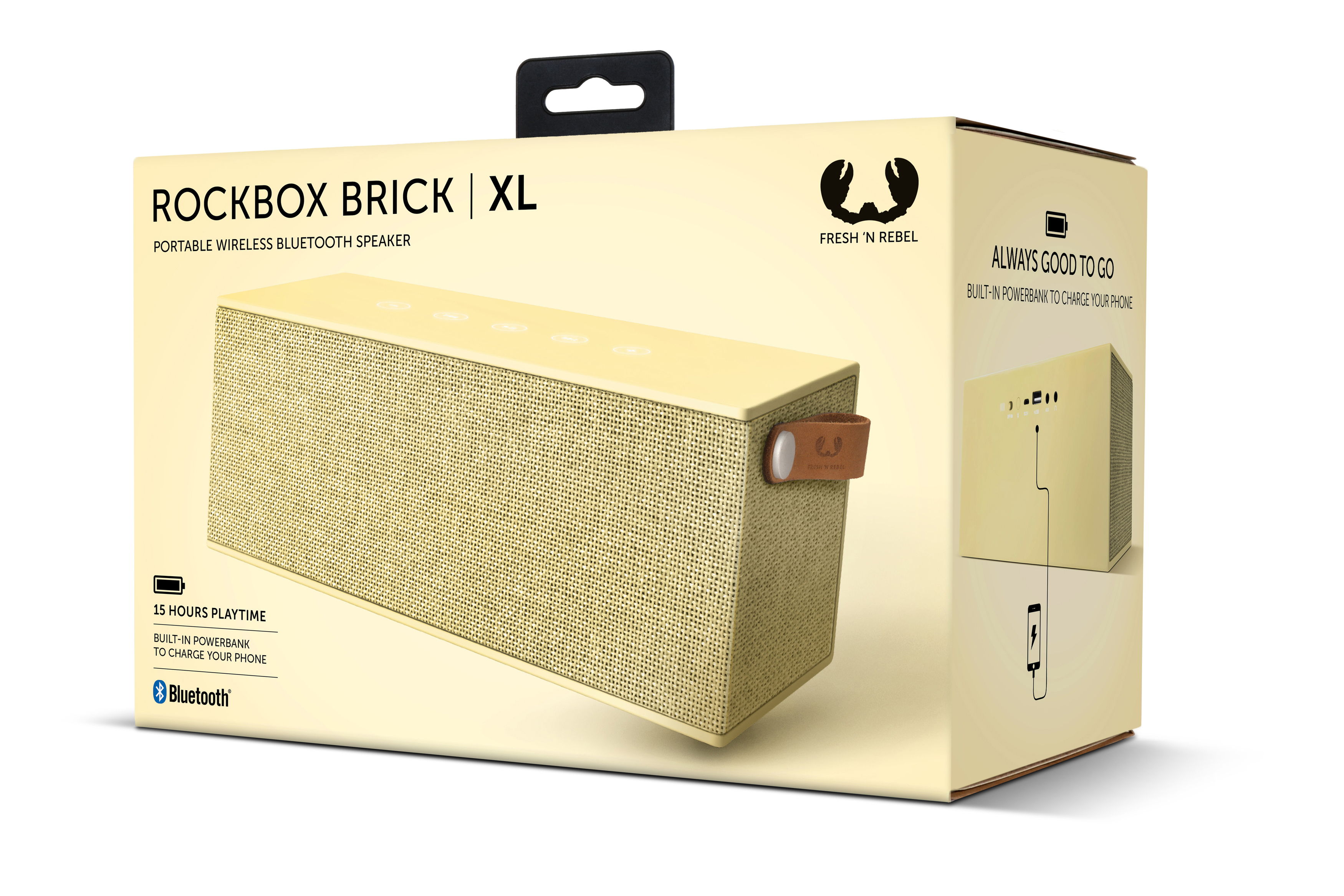 FRESH ‘N REBEL Rockbox Brick XL Bluetooth Lautsprecher, Buttercup