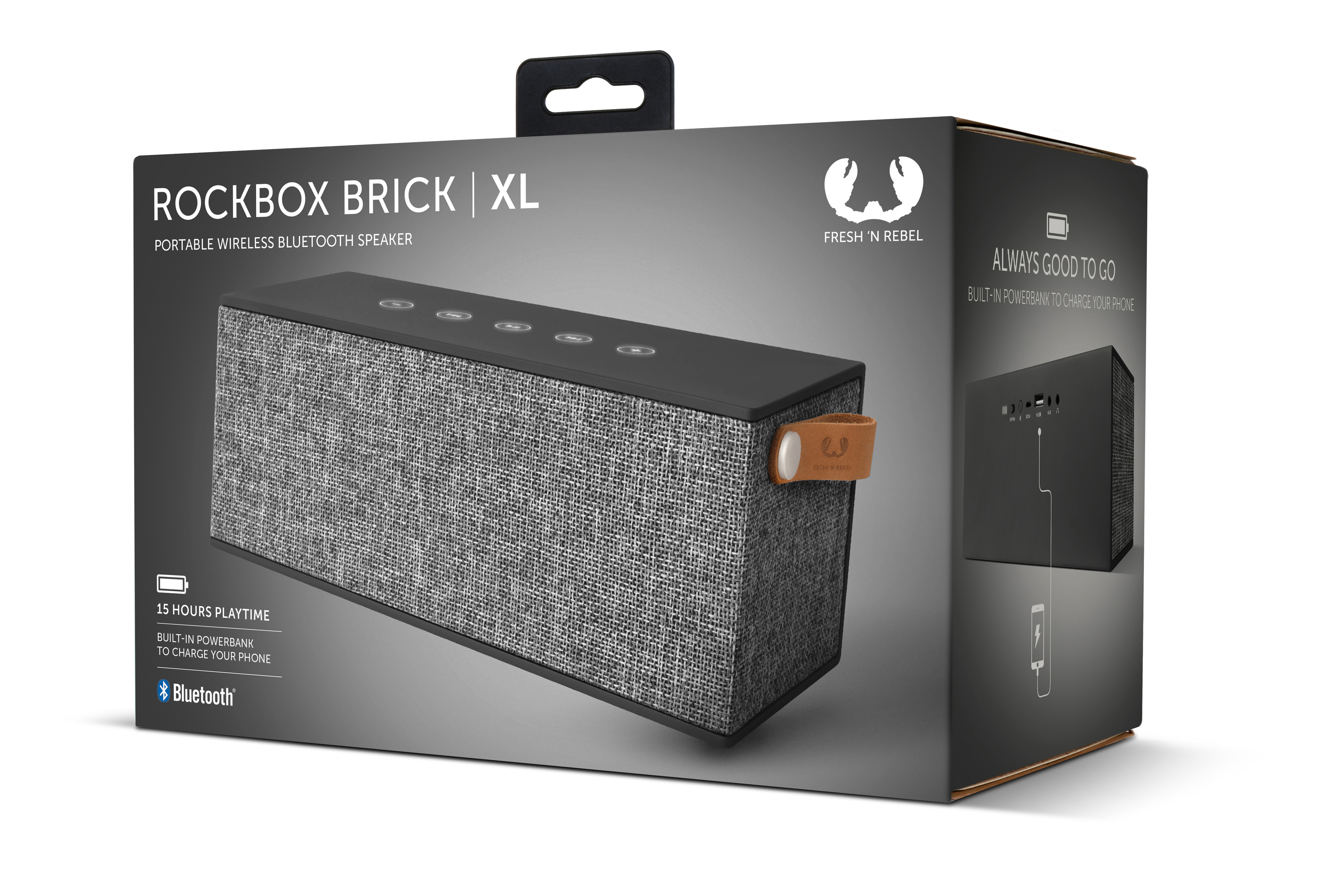 FRESH ‘N REBEL Rockbox Brick XL Bluetooth Lautsprecher, Concrete