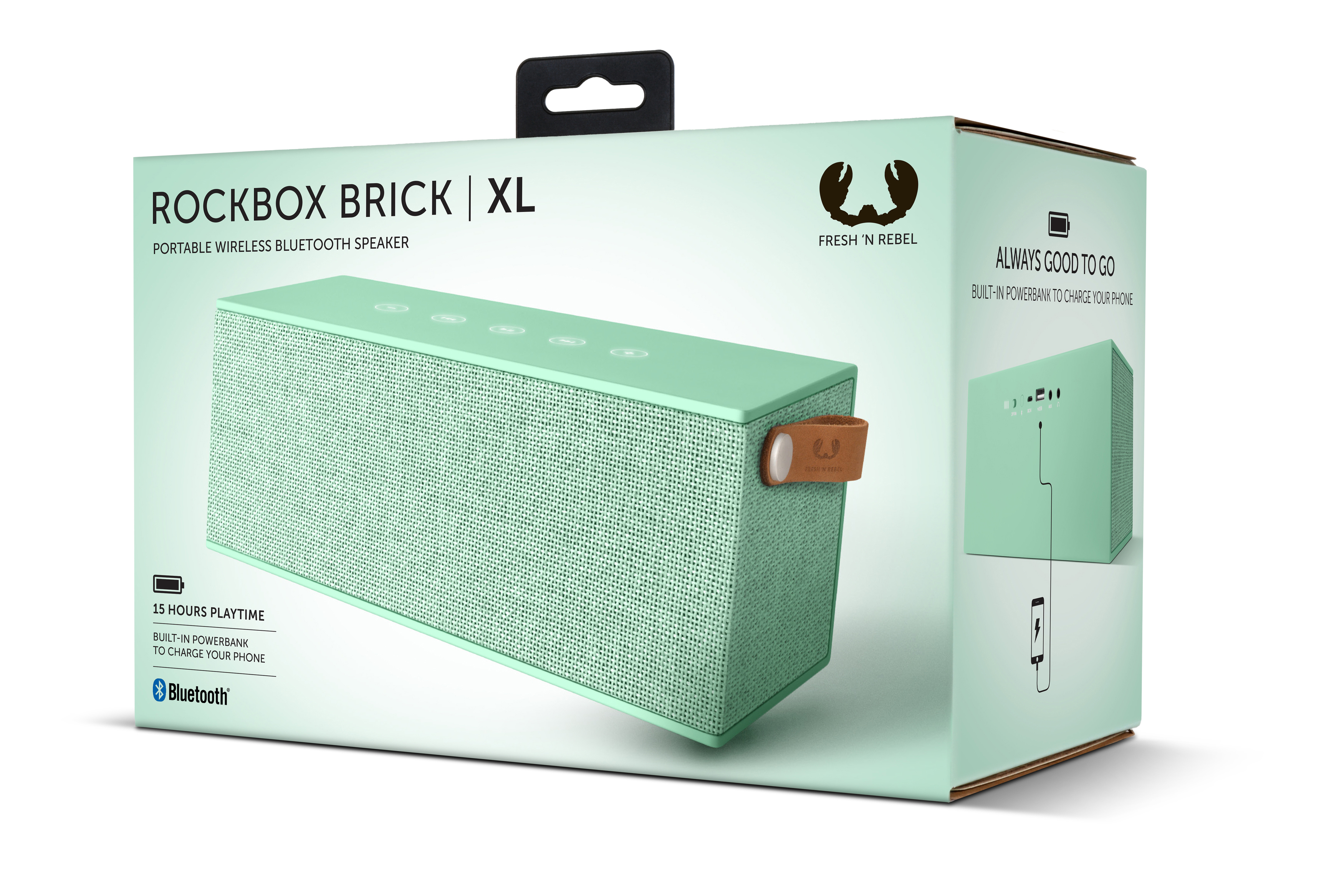 FRESH ‘N REBEL Rockbox Brick XL Bluetooth Lautsprecher, Peppermint