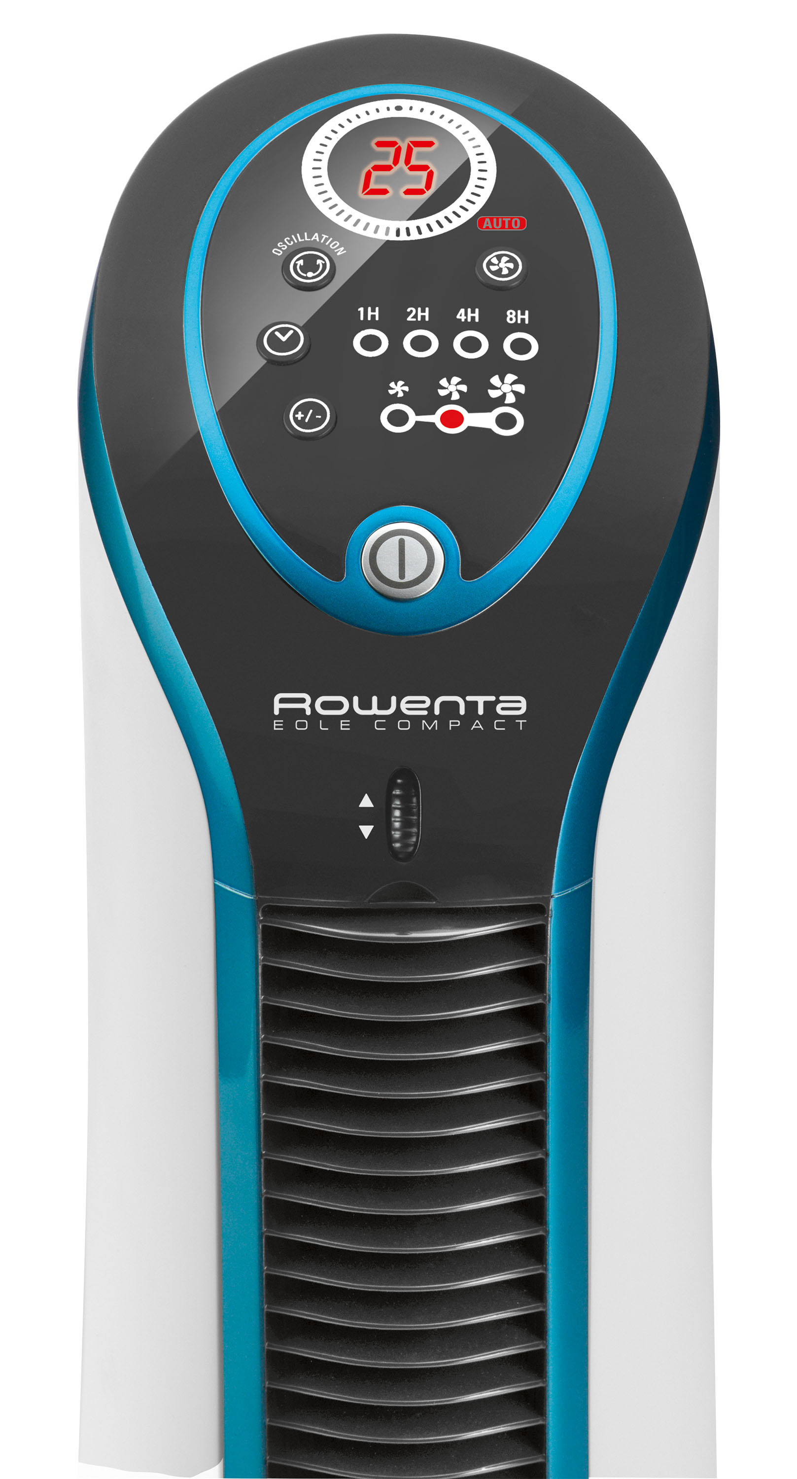 ROWENTA VU 6210F0 Compact Turmventilator Weiß/Blau Metallic (30 Watt)