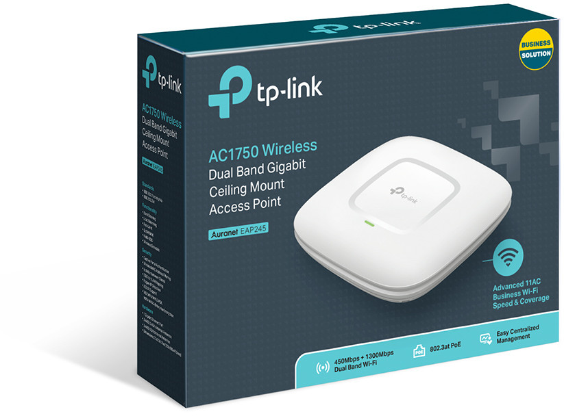 Karton einer weißen, Decken-WLAN-Zugangspunkt: TP-Link AC1750.