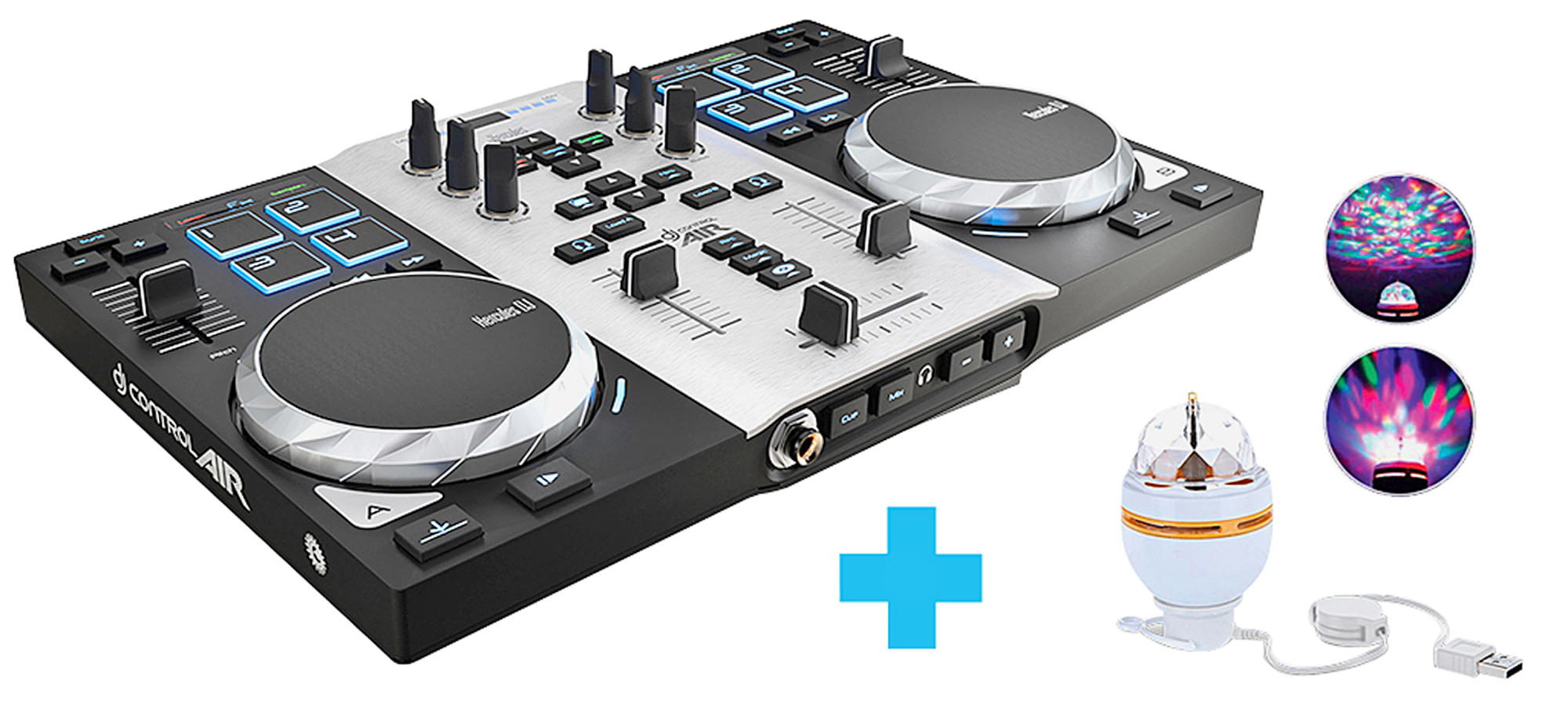 Controladora DJ - Hercules 4780871 DJ Control Air S Party Pack, 8 Pads, Control Air + LED Party