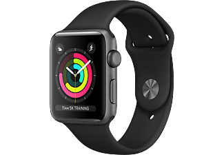 APPLE Watch Series 3 - 42mm asztroszürke alumíniumtok fekete sportszíjjal (mql12mp/a)