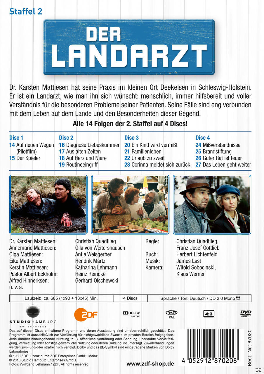 DVD-Hülle hinten mit einem deutschen Serientitel. Bilder von Schauspielern werden angezeigt.