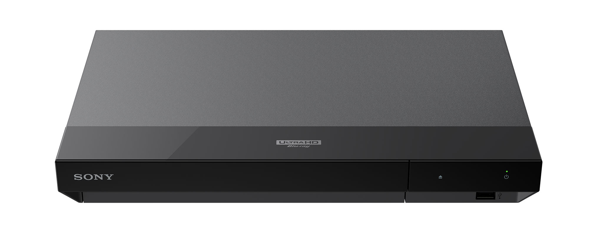Ein schwarzes Sony-Gerät mit dem Wort Sony und Ultra HD Blu-ray darauf.