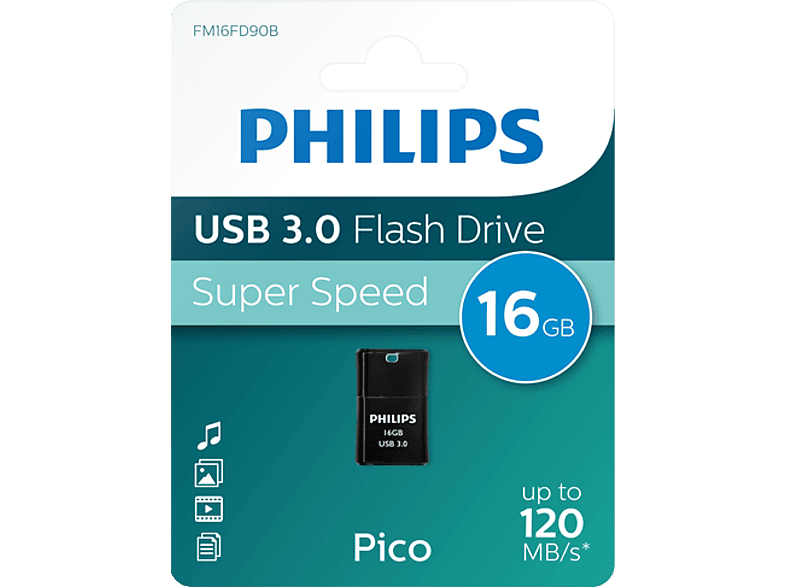 PHILIPS USB-stick 16 GB Mini Pico Noir (FM16FD90B/10)