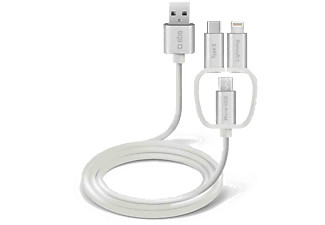 SBS USB-kabel - Lightning / microUSB / USB-C 1.2 m Wit (TECABLEUSBIP531W)