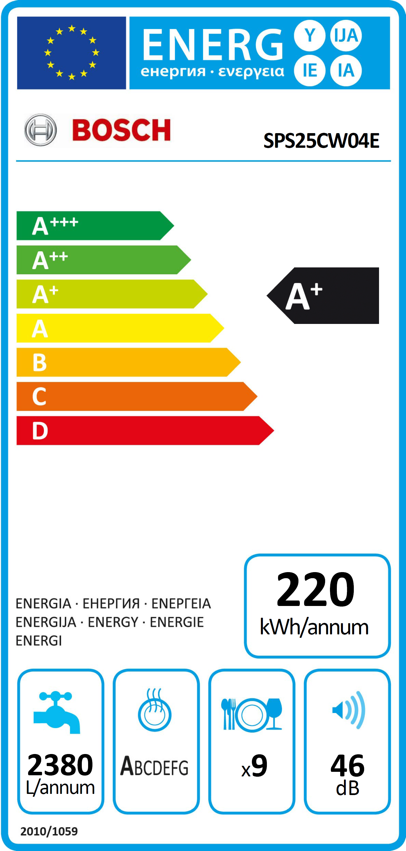 BOSCH SPS25CW04E mosogatógép