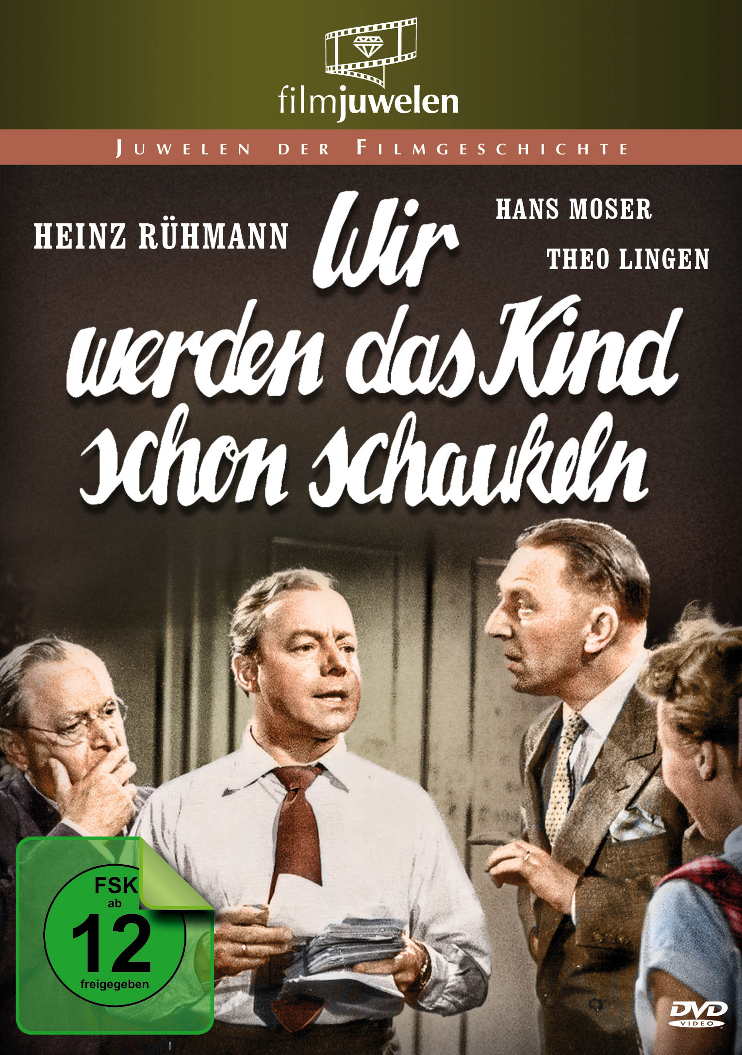 Filmdvd-Cover: Drei Männer in einem Raum, Titel: Wir werden das Kind schon schaukeln.