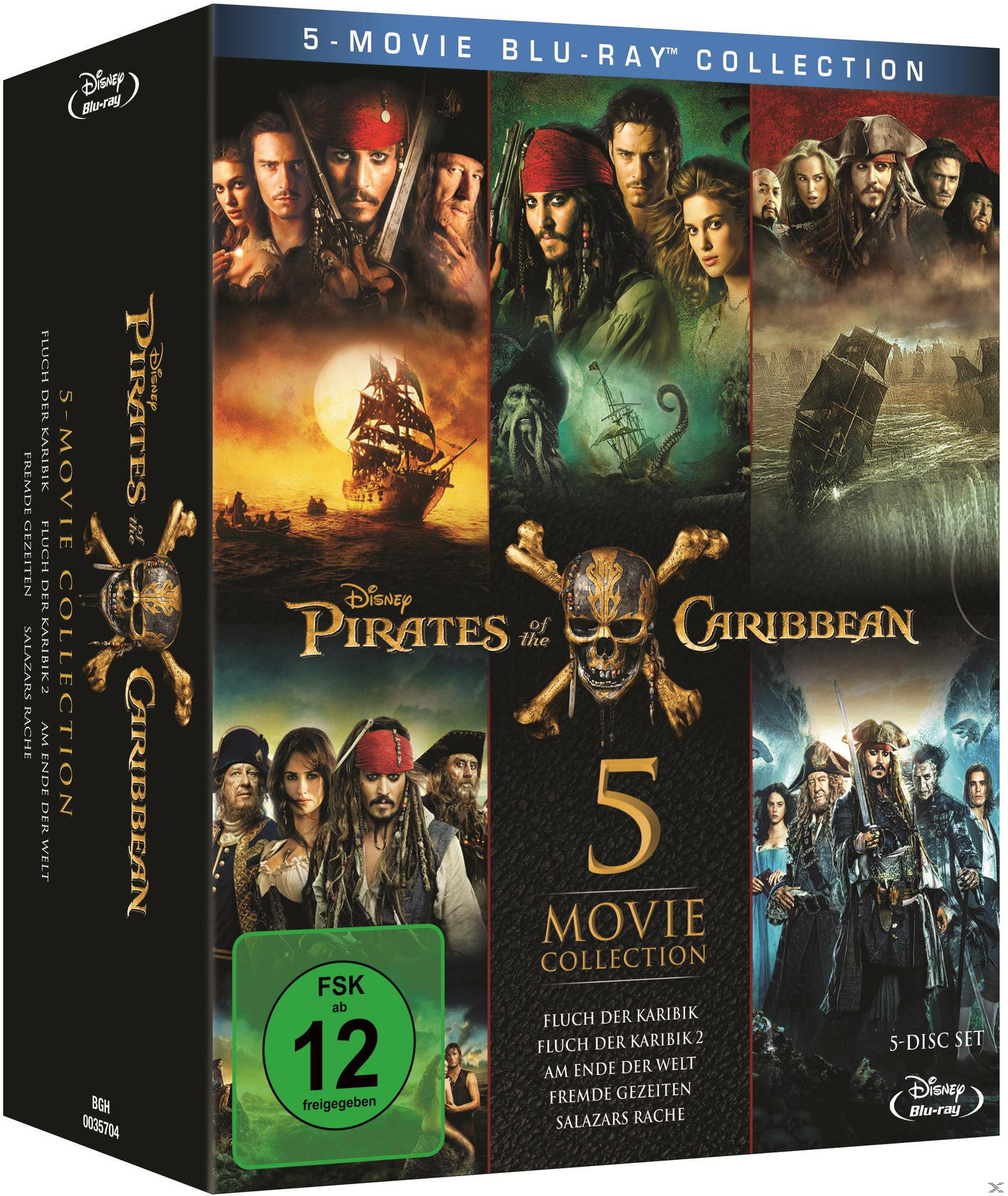 Blu-ray 5-Movie-Collection mit dem Titel 'Pirates of the Caribbean' und Filmcovern.