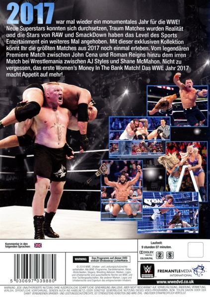 DVD-Rückseite mit Wrestlern. WWE 2017, John Cena und Roman Reigns sind sichtbar.