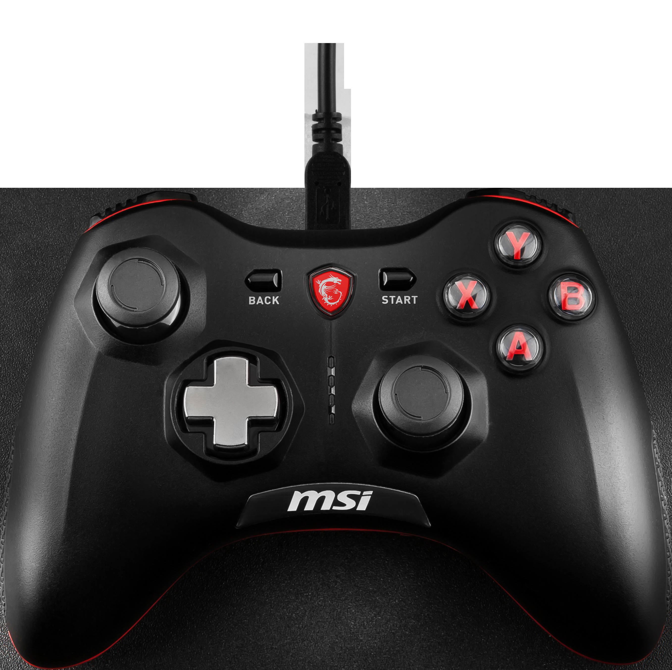 MSI Force GC20 Gaming Controller mit Vibrationssystem (kabelgebunden, für PC, Android und div. Konsolen, schwarz, 240 Gramm)
