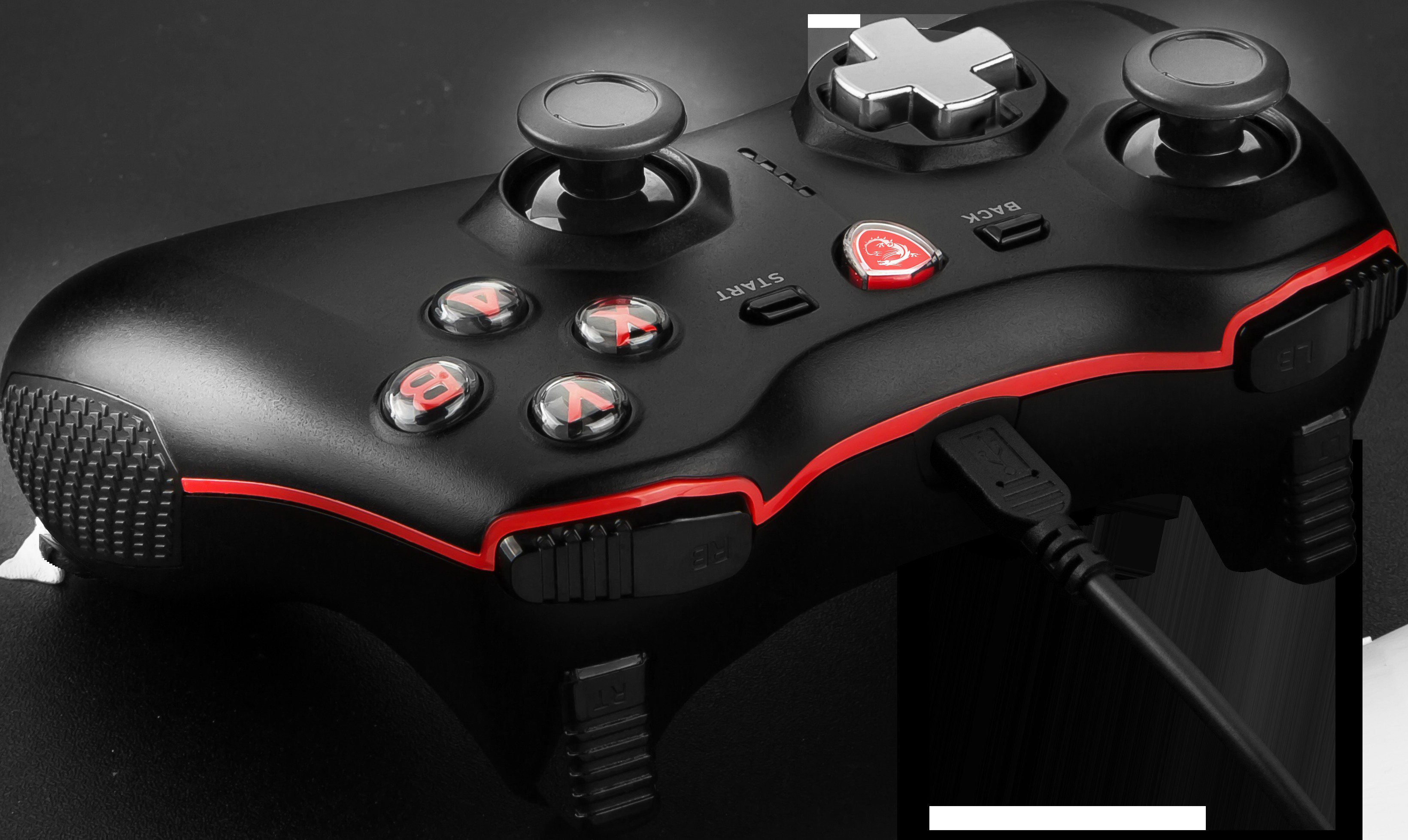 MSI Force GC20 Gaming Controller mit Vibrationssystem (kabelgebunden, für PC, Android und div. Konsolen, schwarz, 240 Gramm)