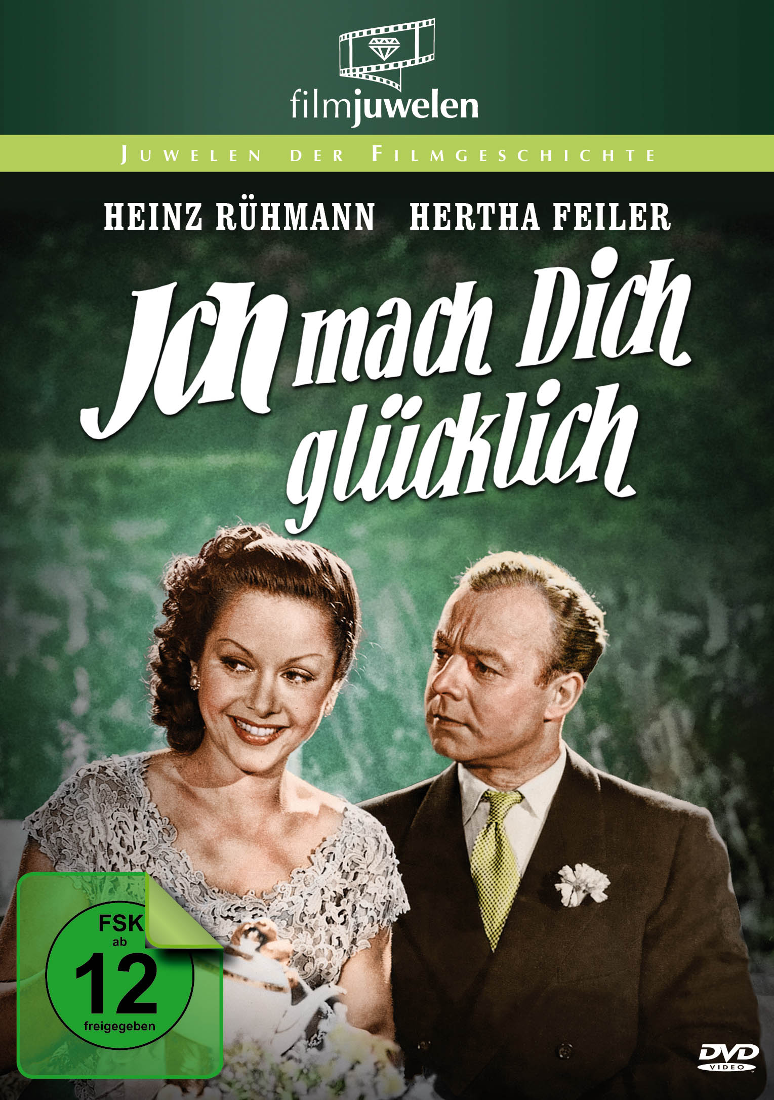 Ein Vintage-Filmplakat mit einem Mann und einer Frau, mit deutschem Text.