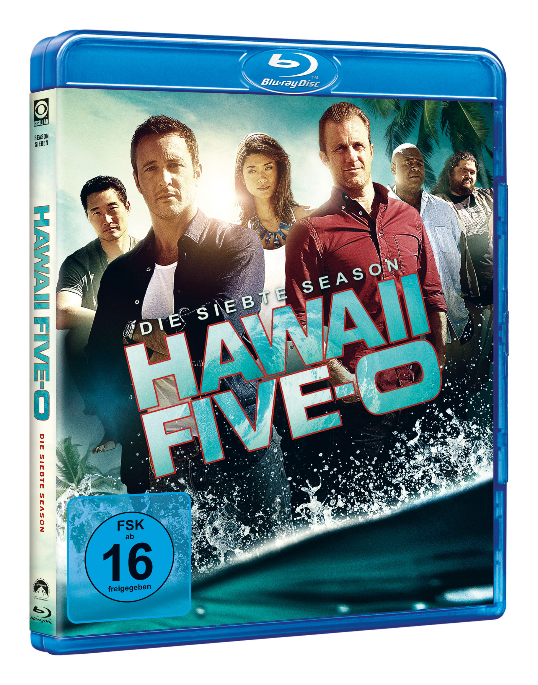 Hawaii Five-0 DVD-Cover. Schauspieler sind auf dem Cover. Blauer Hintergrund und Titel auf der Vorderseite.