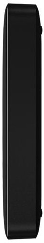 Black rectangular device with rounded corners, seen from the side.