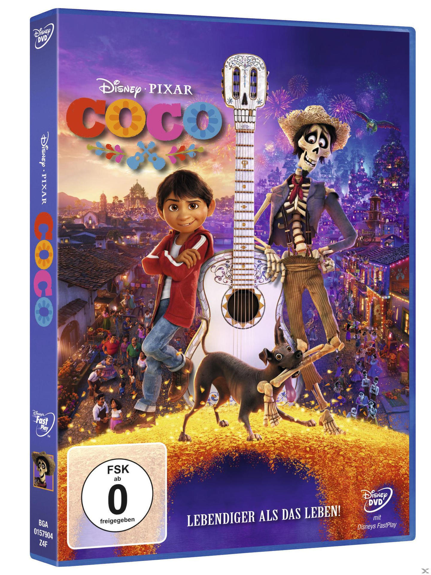 DVD-Hülle des Films Coco mit Charakteren, Titel und blauem Rand.