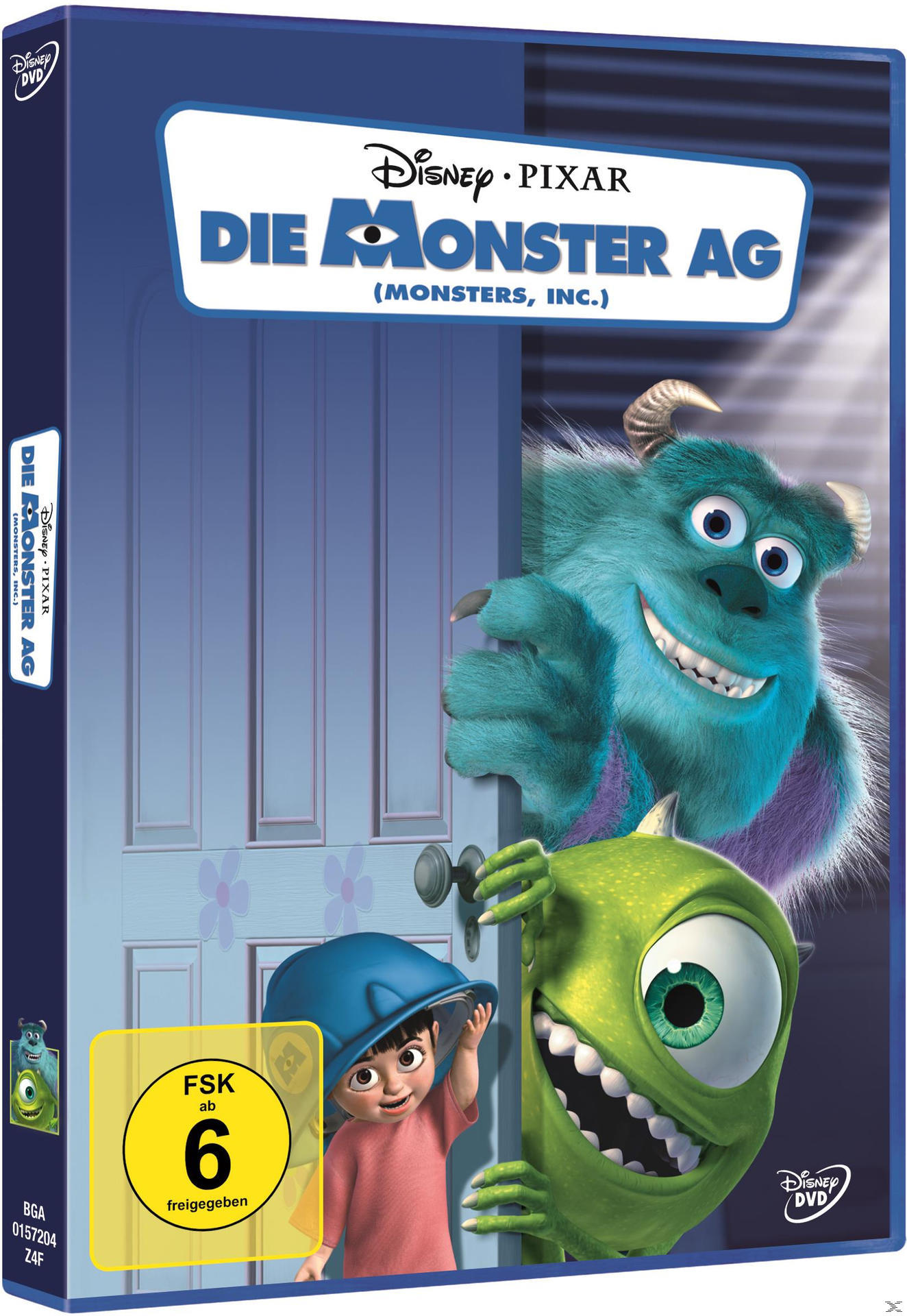 DVD-Cover von Die Monster AG. Monster und Mädchen an der Tür.