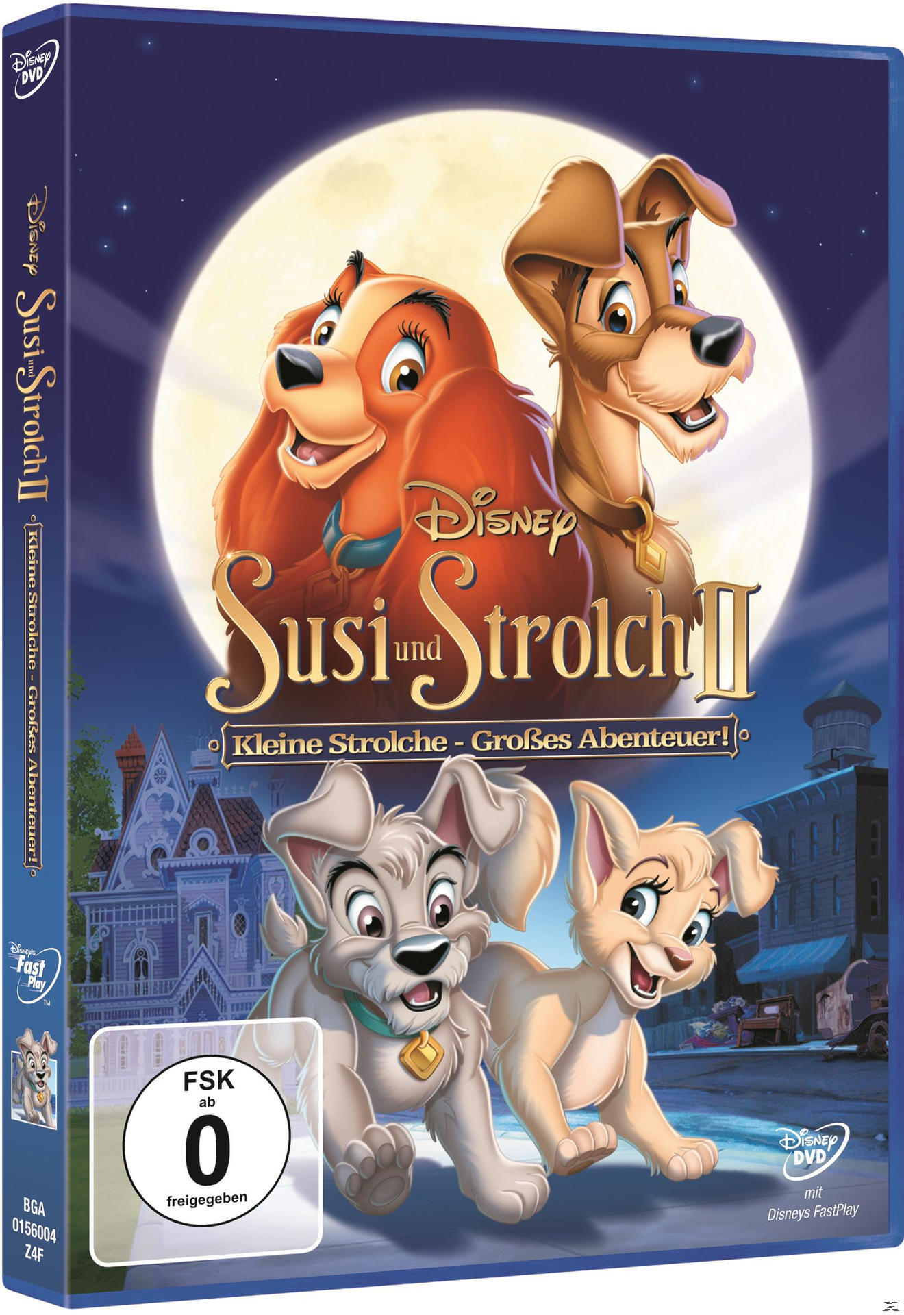 DVD-Cover von Susi und Strolch II. Hunde abgebildet. Blauer Hintergrund.