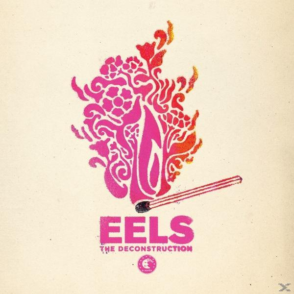 Roze en oranje bloemenbrand met tekst "EELS" en "The Deconstruction".