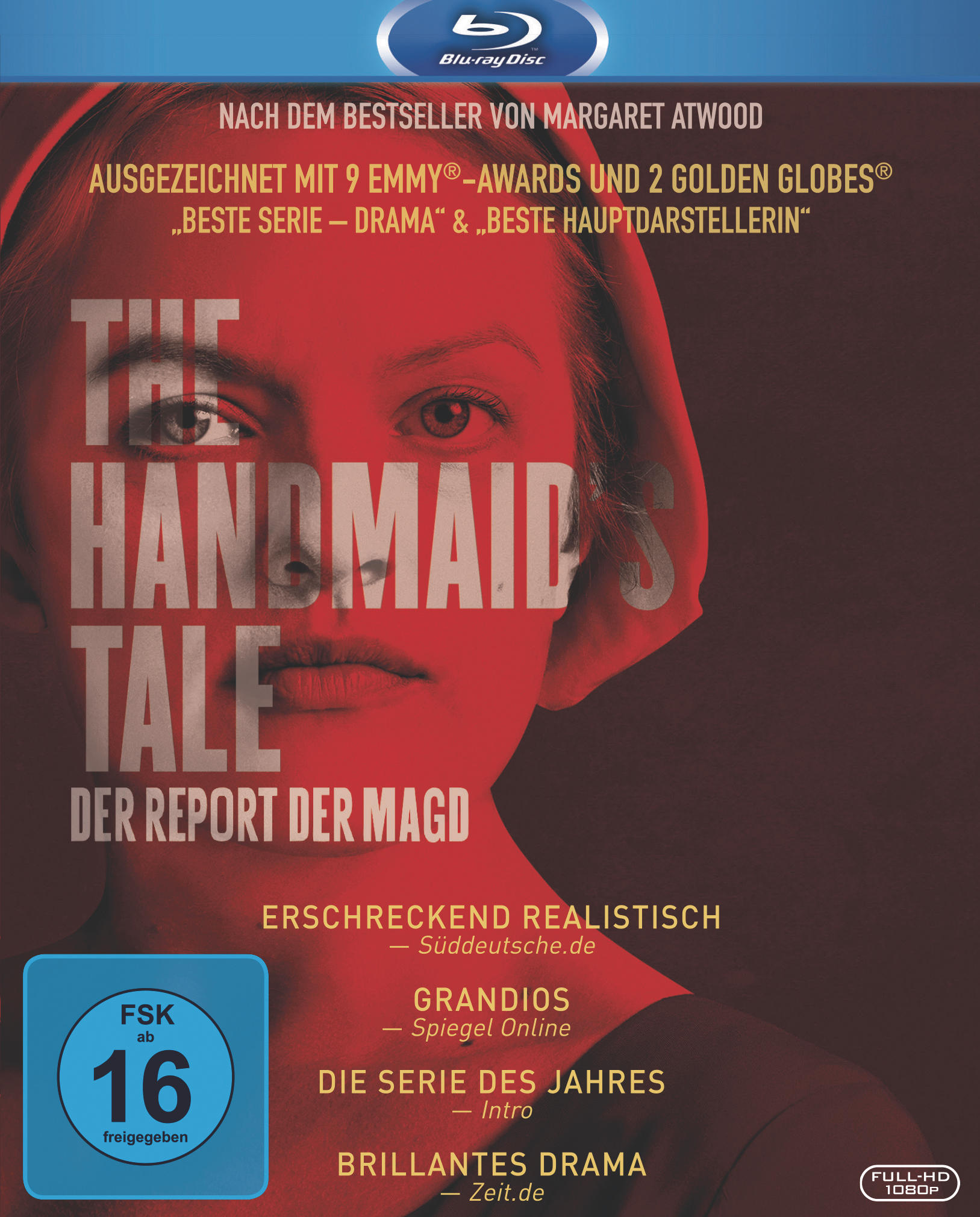 DVD-Cover des Films 'The Handmaid's Tale' mit einem Frauengesicht und Text auf Deutsch.