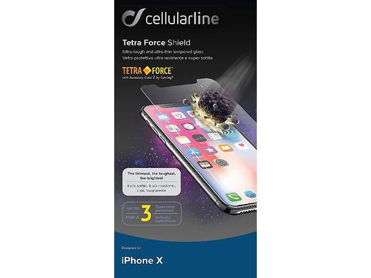 CELLULAR LINE Tetra Force Shield - Verre de protection de l'écran (Convient pour le modèle: Apple iPhone 11 Pro, iPhone X, iPhone XS)