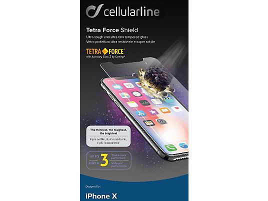 CELLULAR LINE Tetra Force Shield - Displayschutz (Passend für Modell: Apple iPhone 11 Pro, iPhone X, iPhone XS)
