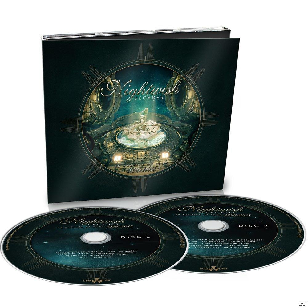 Nightwish Albumcover mit zwei CDs, dunklem Hintergrund und kunstvollem Design.