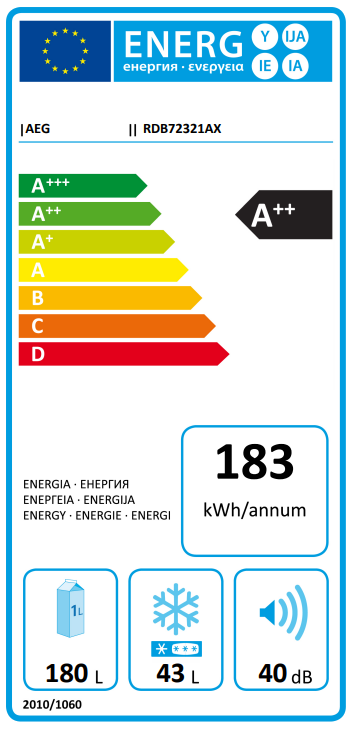 AEG RDB72321AX Kombinált hűtőszekrény, 140 cm, A++
